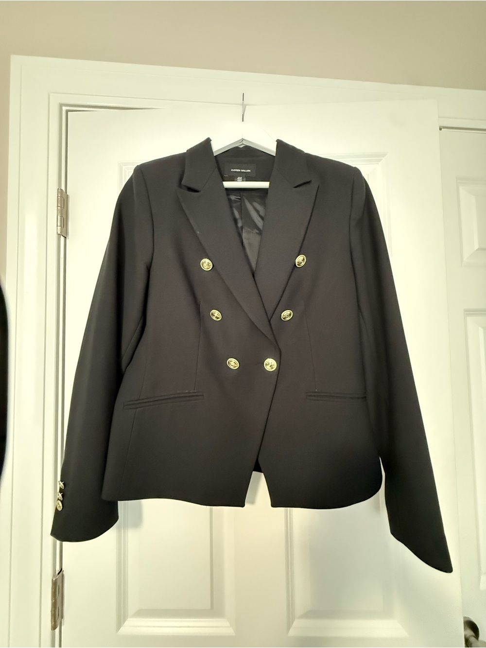Double-Breasted Black Women's Blazer with Gold Buttons